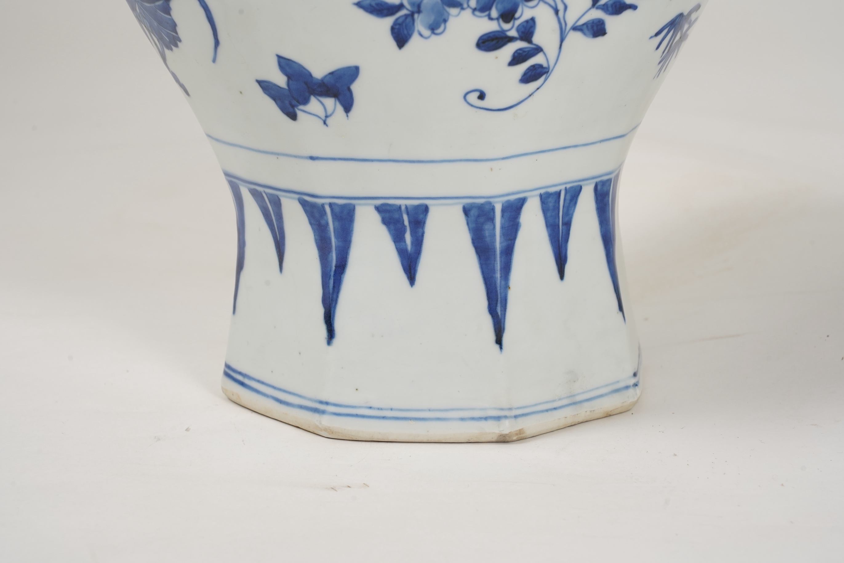A Chinese blue and white baluster jar, possibly Transitional period